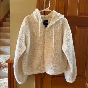 Forever 21 White Sherpa Jacket fleece